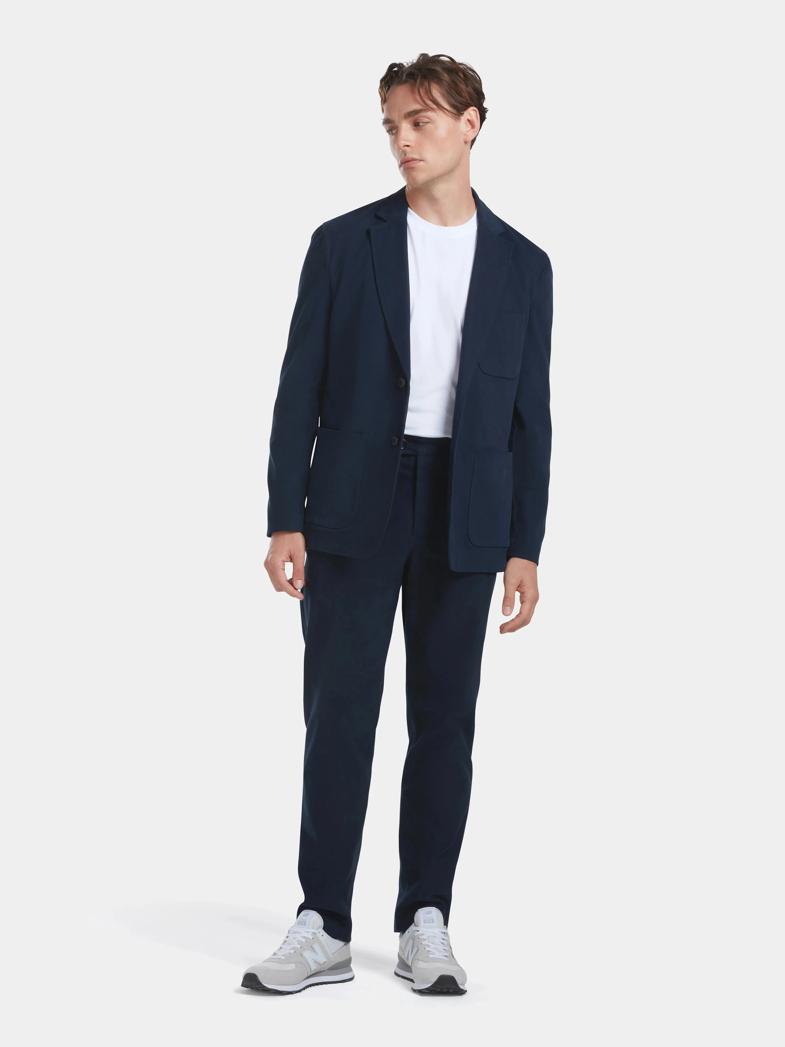 Navy Cotton Twill Blazer