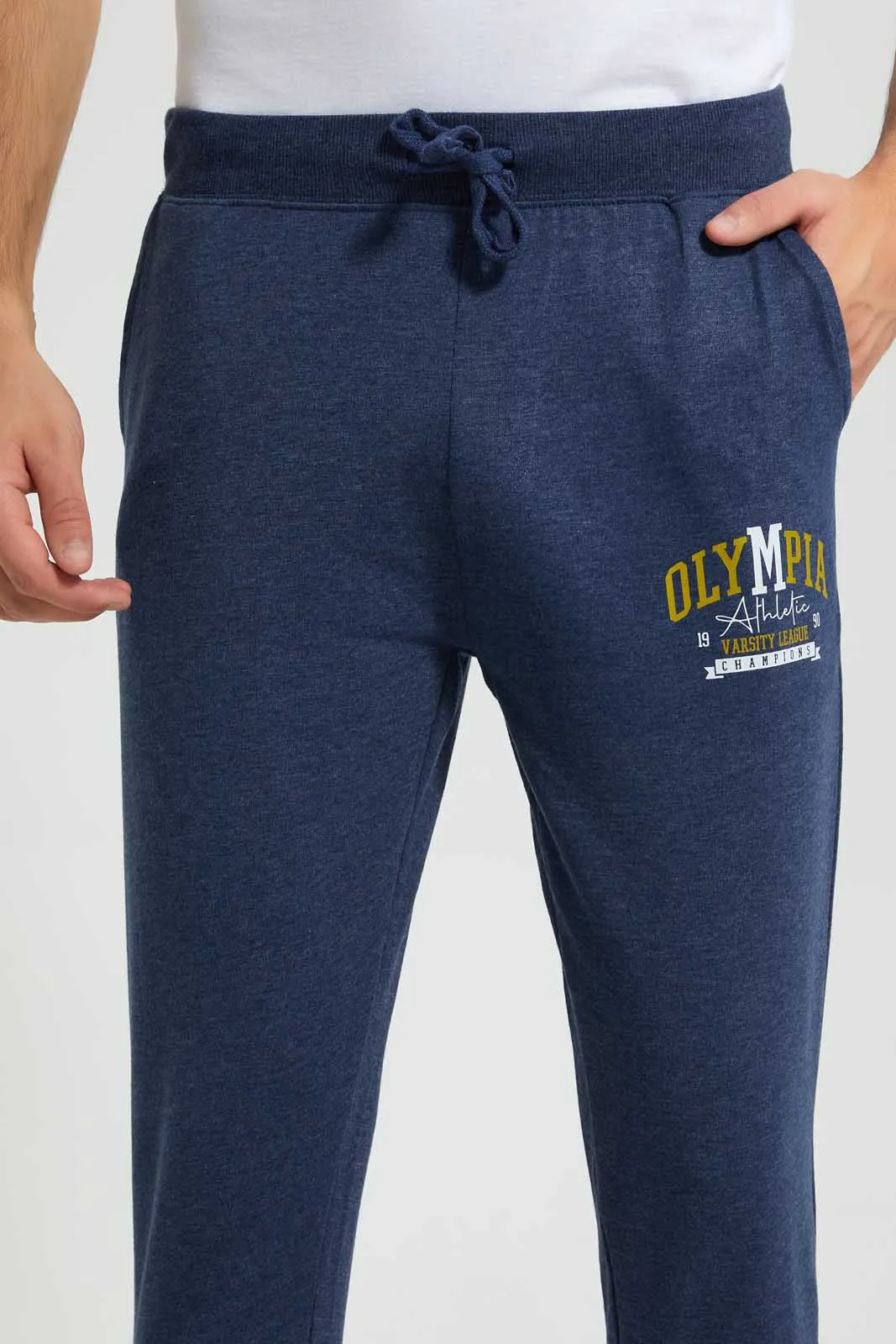 Navy Jogger With Placement Print