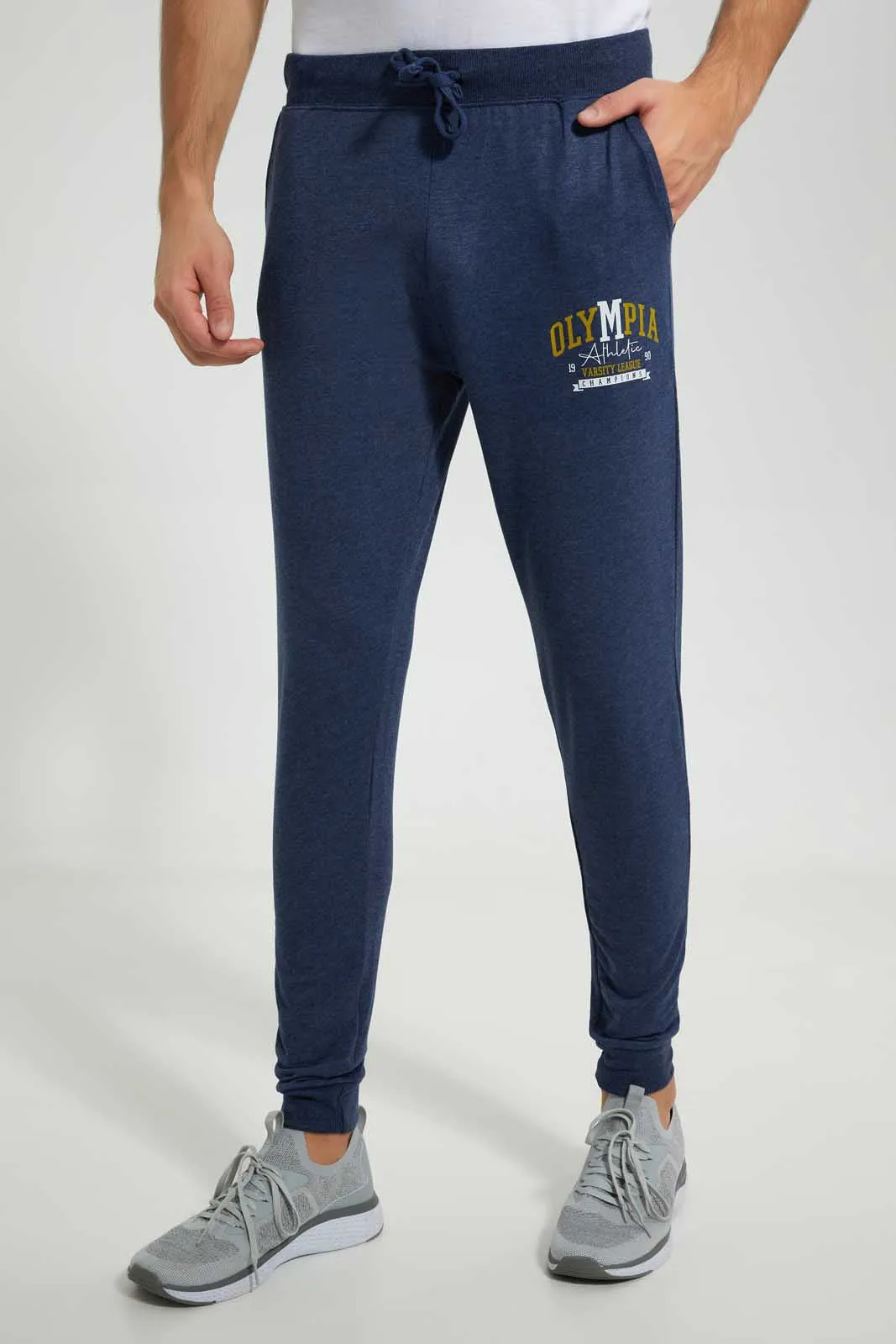 Navy Jogger With Placement Print