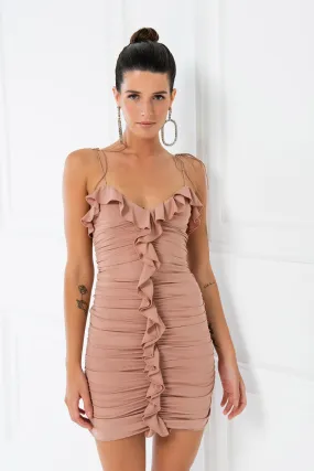 New  Arrival Women's Nude Spaghetti Straps Bodycon Mini Dress