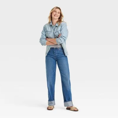 New - Women's Mid-Rise 90's Baggy Two Tone Jeans - Universal Thread