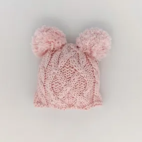 Newborn Aran Pink Double Pom Pom Beanie Hat