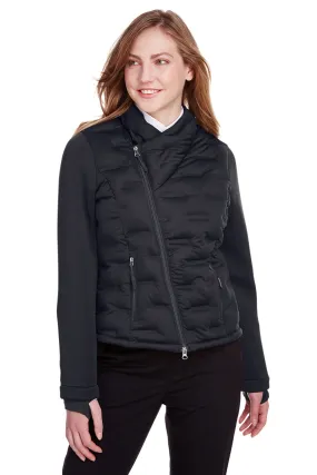 North End Womens Pioneer Hybrid Waterproof Full Zip Bomber Jacket - Black/Carbon Grey - Closeout