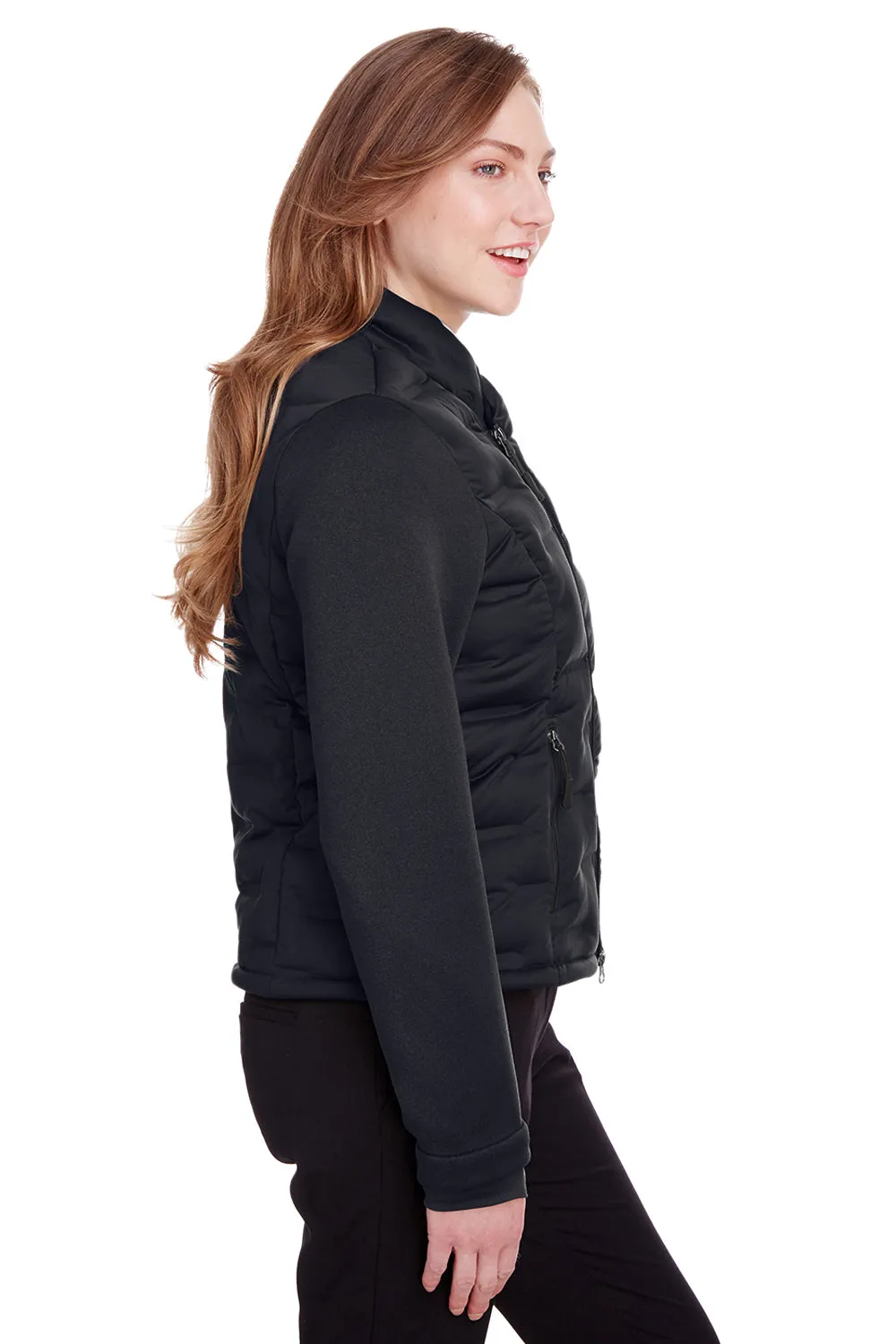 North End Womens Pioneer Hybrid Waterproof Full Zip Bomber Jacket - Black/Carbon Grey - Closeout