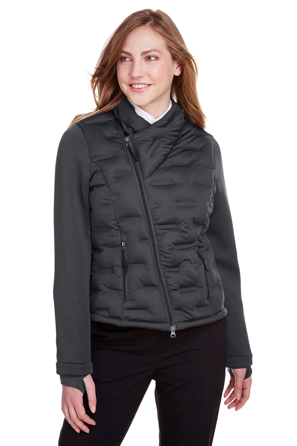 North End Womens Pioneer Hybrid Waterproof Full Zip Bomber Jacket - Carbon Grey/Black - Closeout