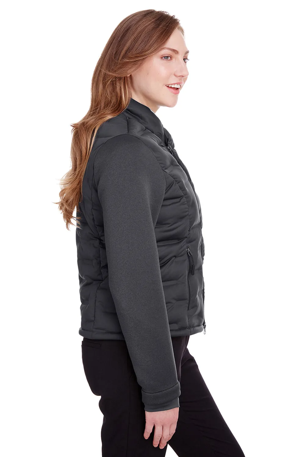 North End Womens Pioneer Hybrid Waterproof Full Zip Bomber Jacket - Carbon Grey/Black - Closeout