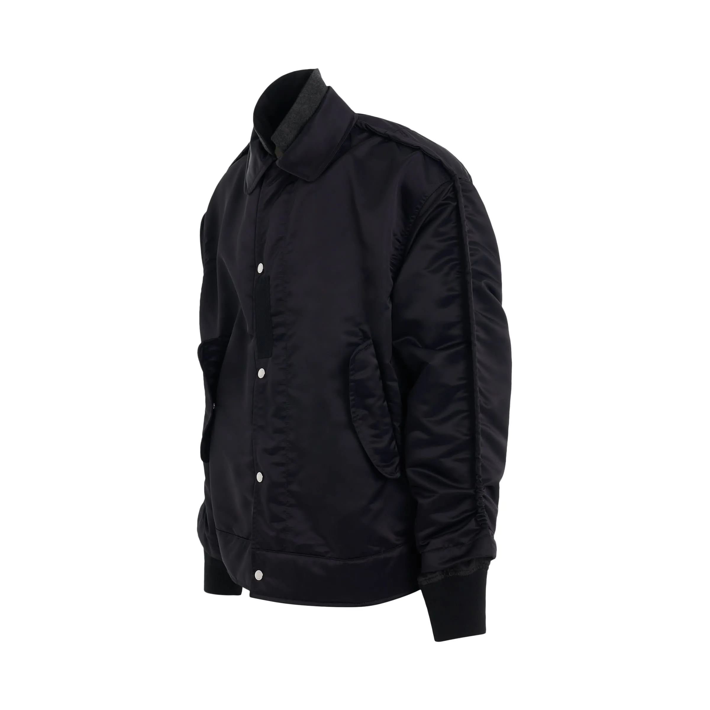 Nylon Twill Bomber Jacket in Navy