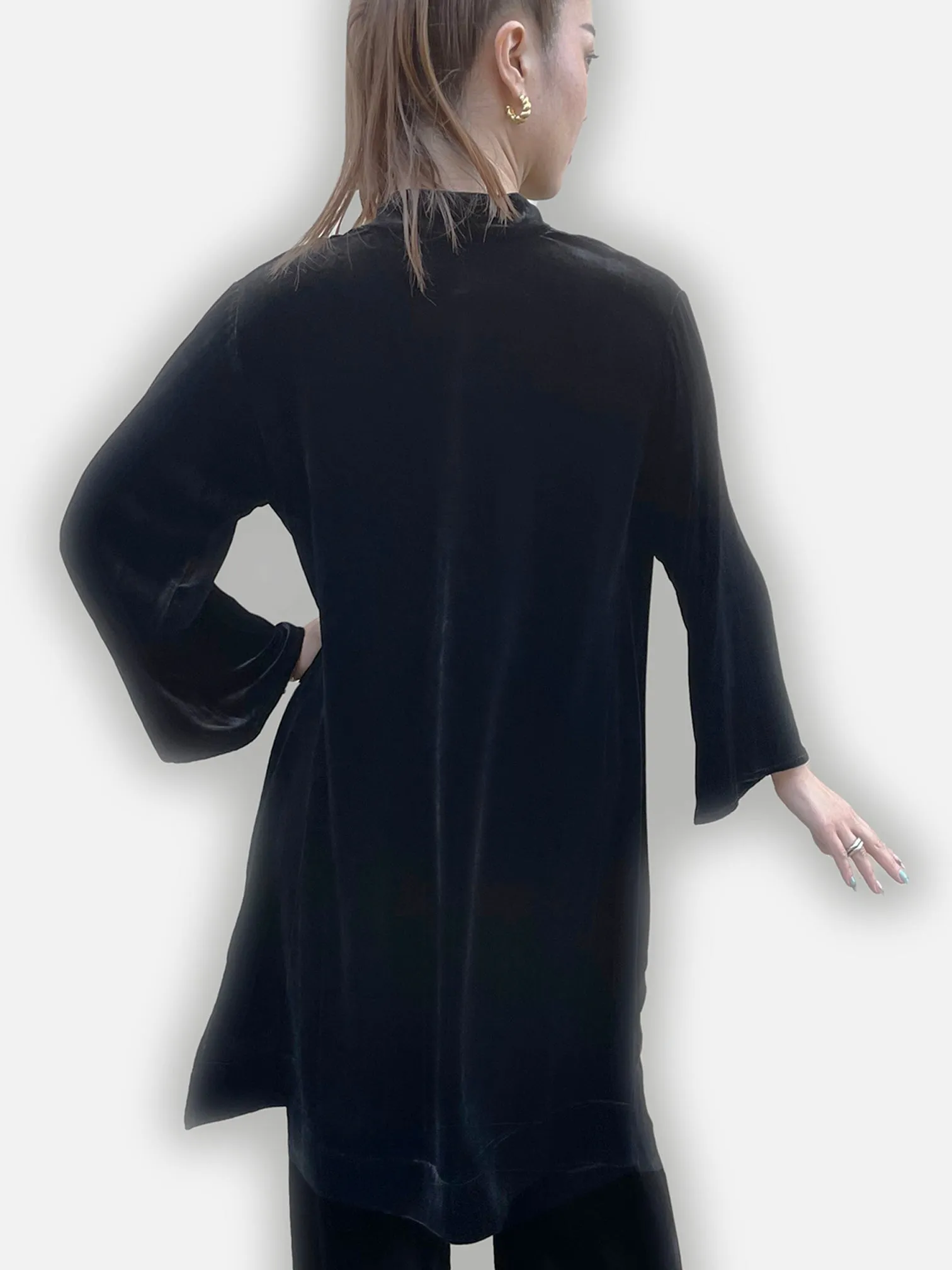 Open Front Kimono Velvet Jacket