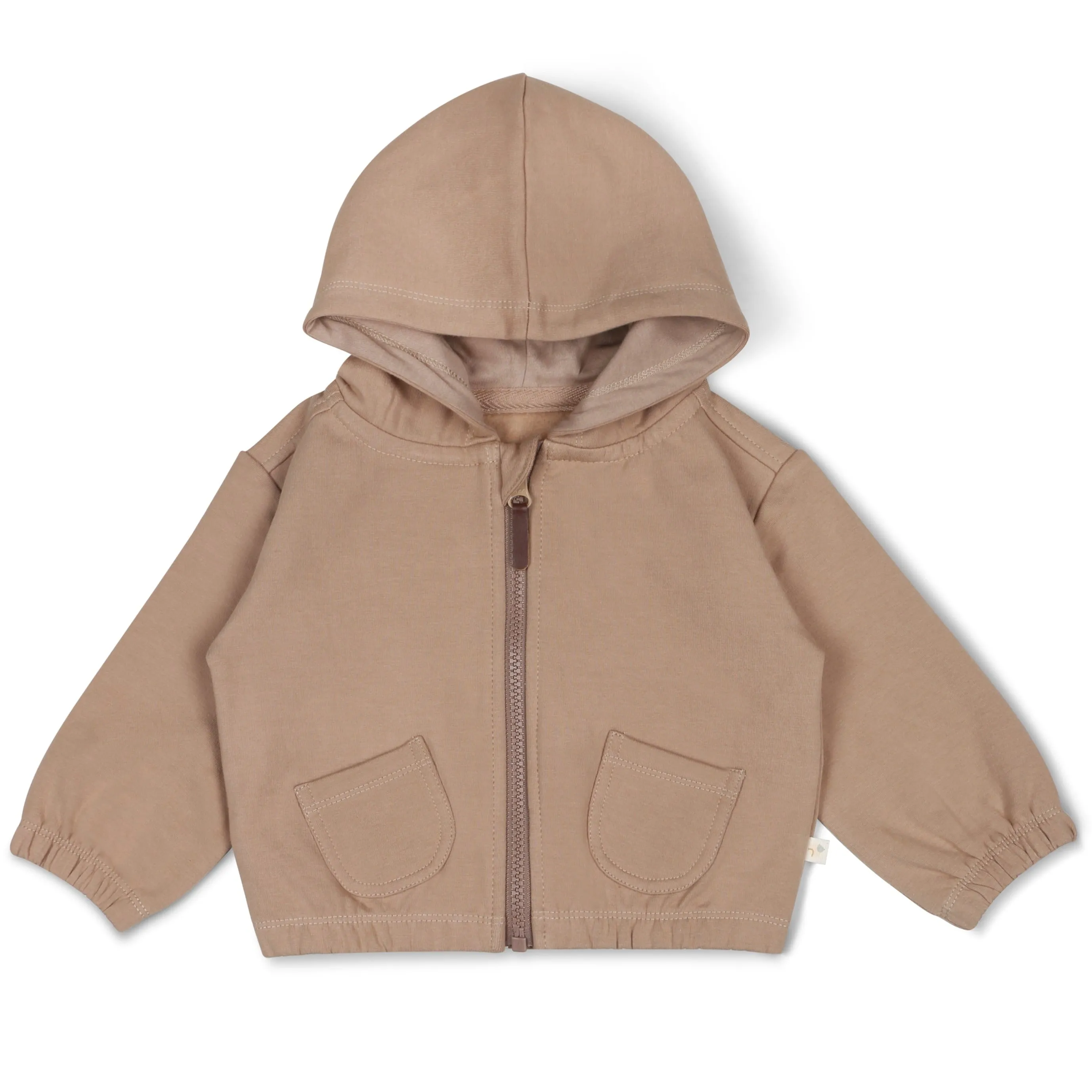 Organic Fleece Hooded Jacket - Taupe