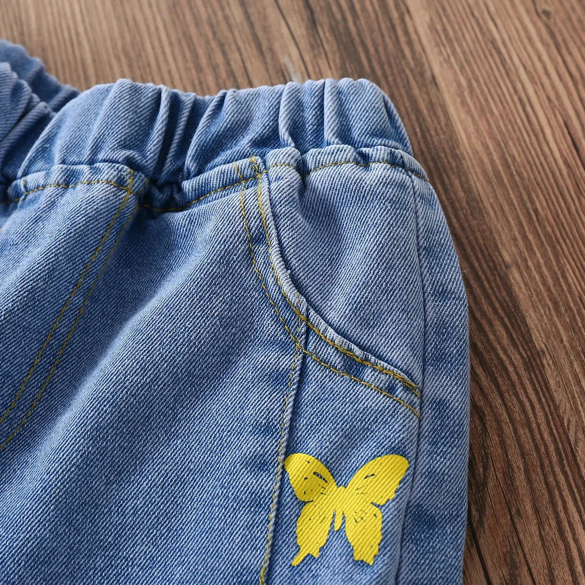 Pants for Girls Jeans Teenagers Children Clothing Butterfly Print Trousers Spring Autumn Baby Kids Clothes Jeans 6 8 10 12 14 Y