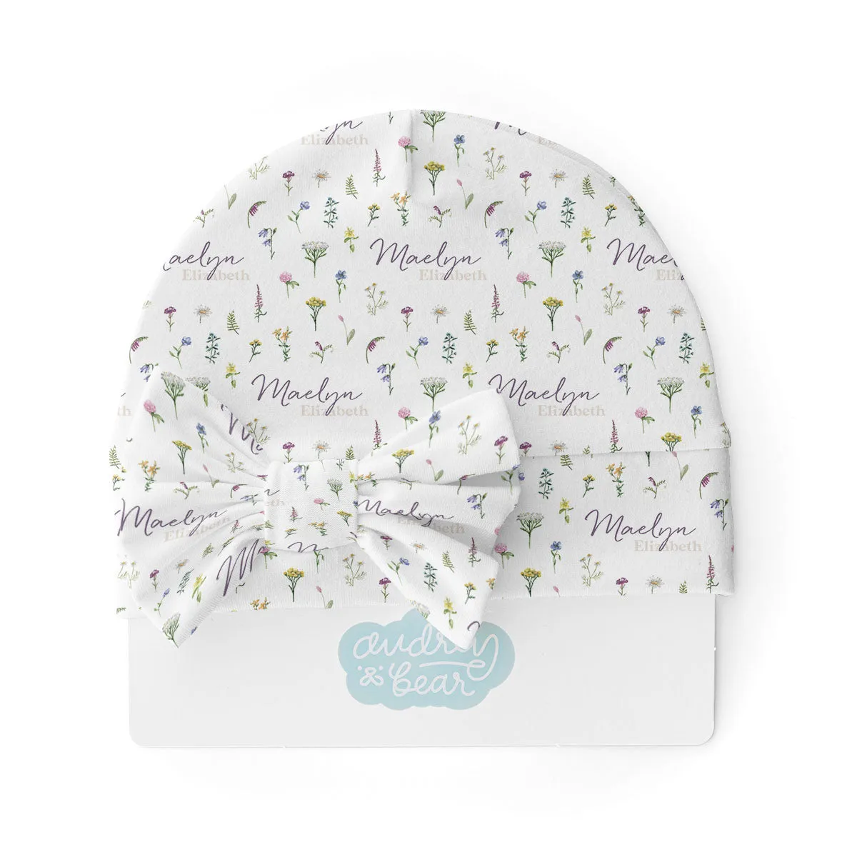 Personalized  Swaddle & Hat Set | Meadow Floral