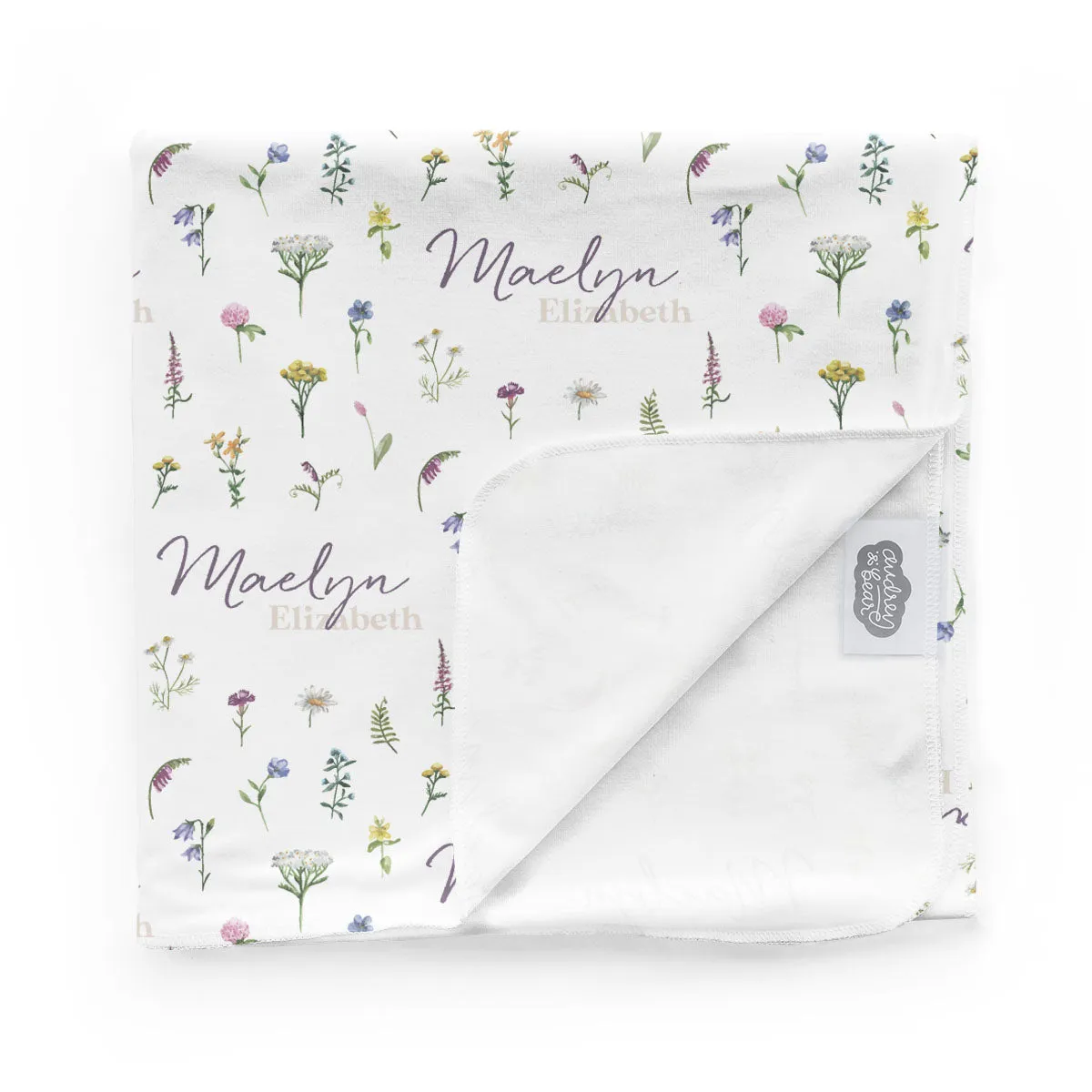 Personalized  Swaddle & Hat Set | Meadow Floral