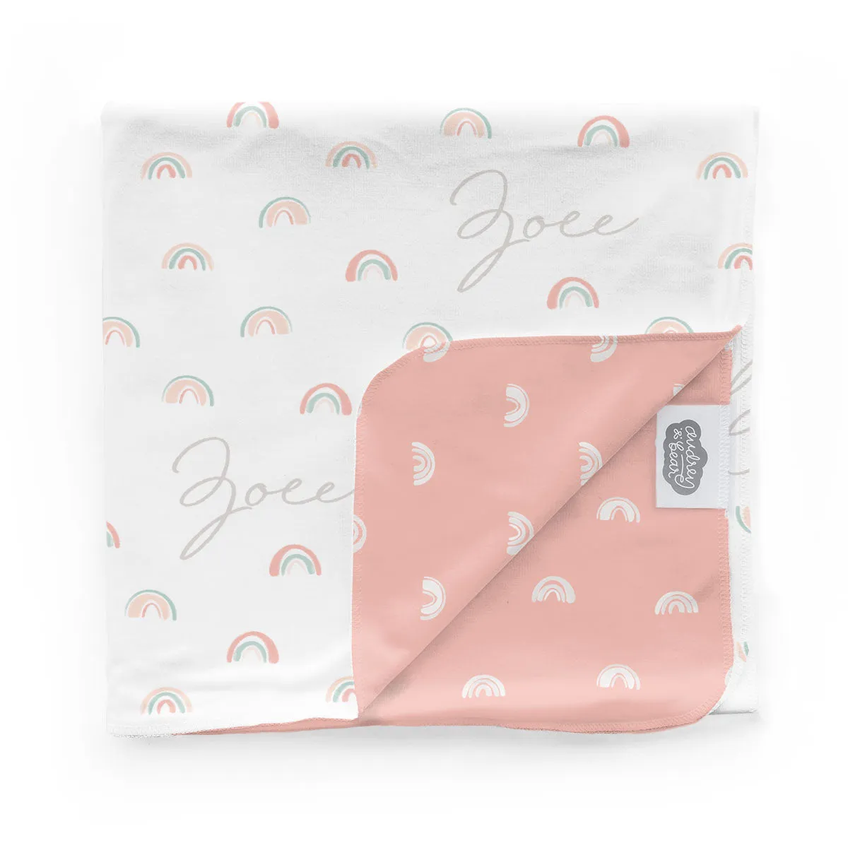 Personalized  Swaddle & Hat Set | Pastel Rainbows