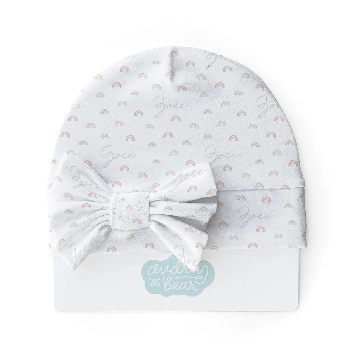 Personalized  Swaddle & Hat Set | Pastel Rainbows