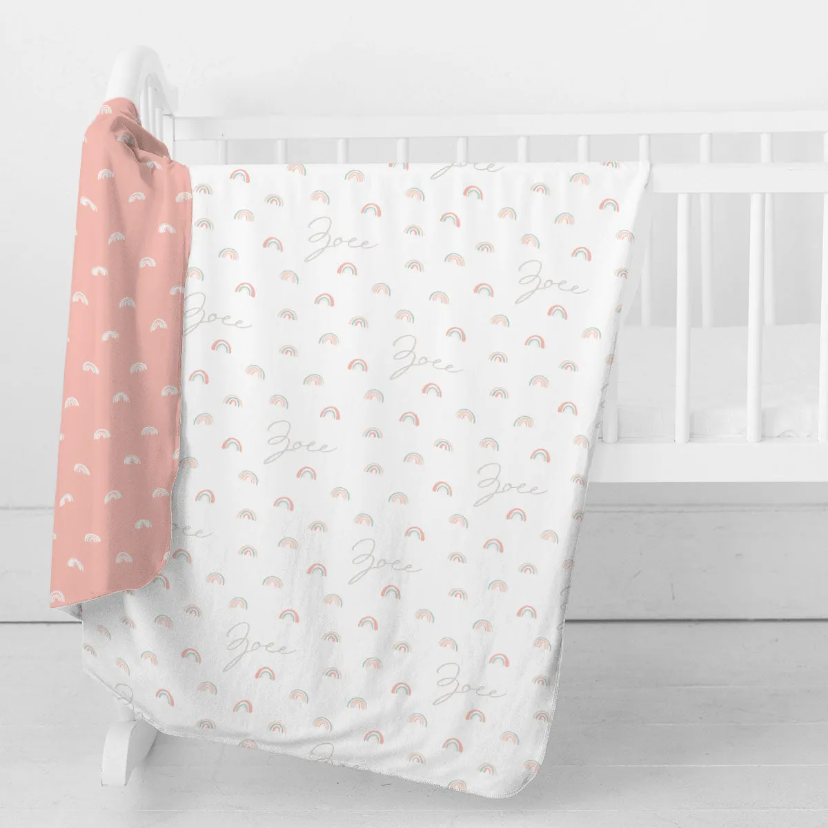 Personalized  Swaddle & Hat Set | Pastel Rainbows