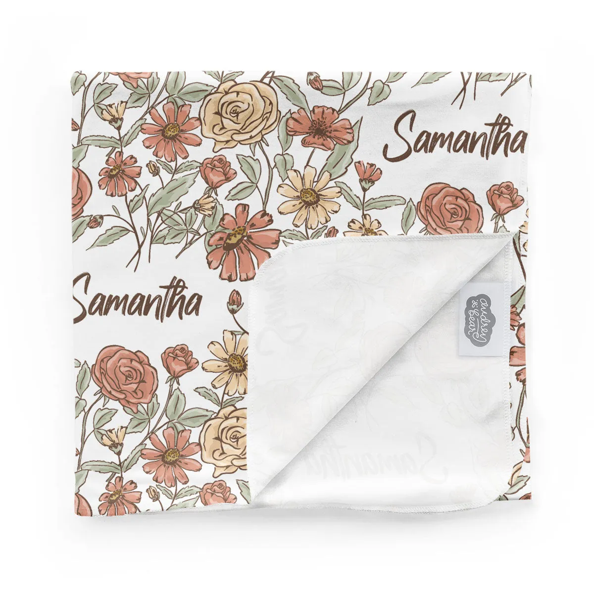 Personalized  Swaddle & Hat Set | Secret Garden