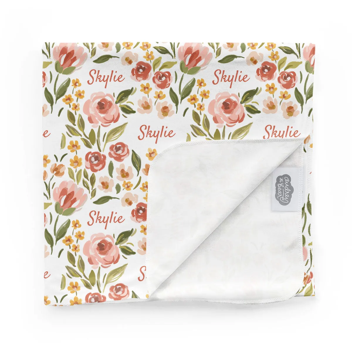 Personalized  Swaddle & Hat Set | Spring Tulip