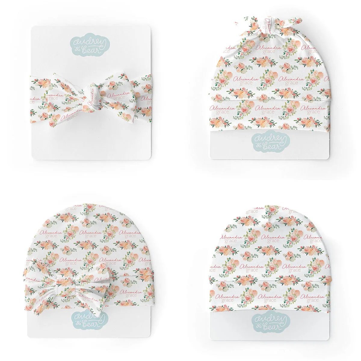 Personalized  Swaddle & Hat Set | Springtime Floral