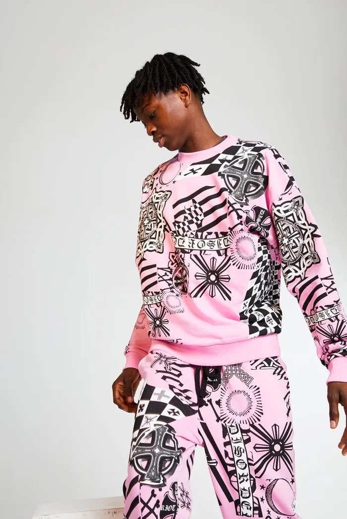 Pink Collage Print Sweatshirt