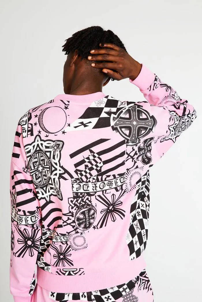 Pink Collage Print Sweatshirt