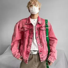 Pink Washed Retro Loose Jacket