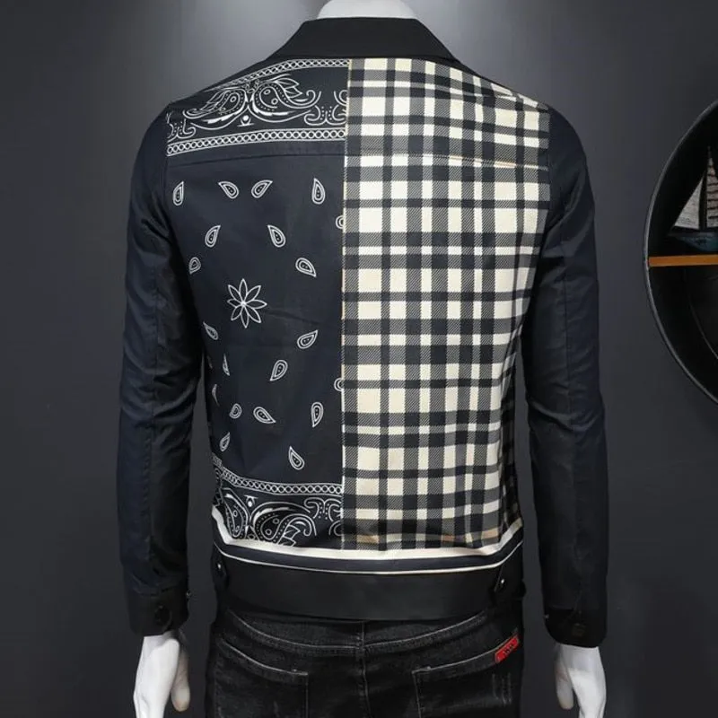 Plaid and Paisley Black Polyester Jacket