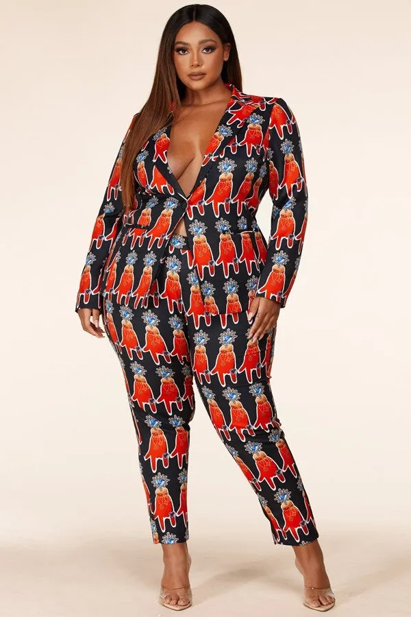 Plus-Size Olivia's Luxury Gloves Blazer Pant Set Suit