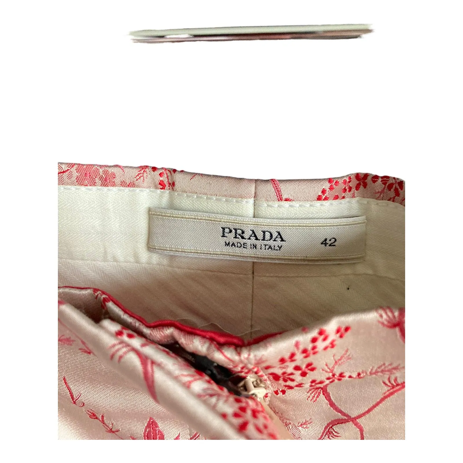 Prada Silk Pink Patterned Trousers UK Size 10