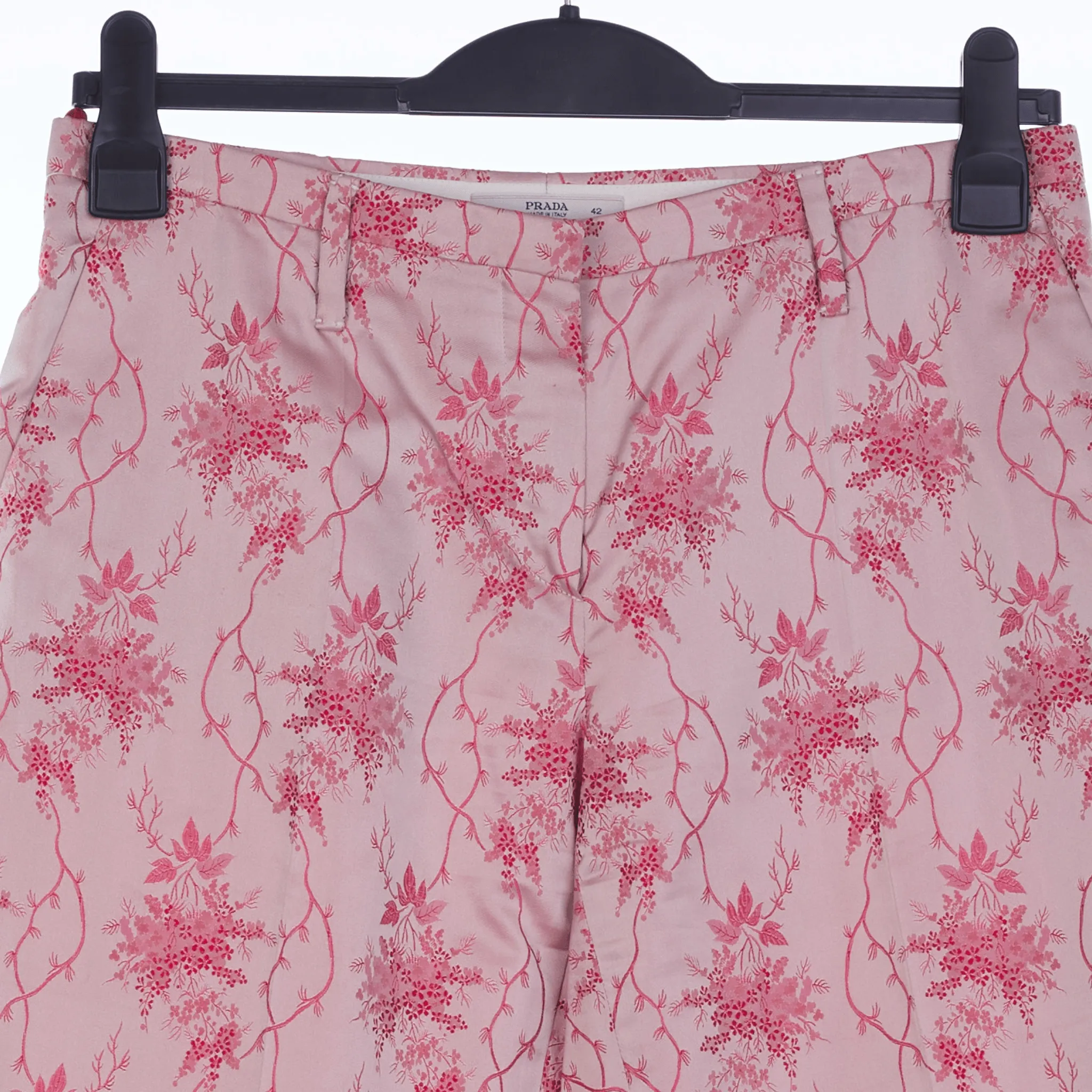 Prada Silk Pink Patterned Trousers UK Size 10