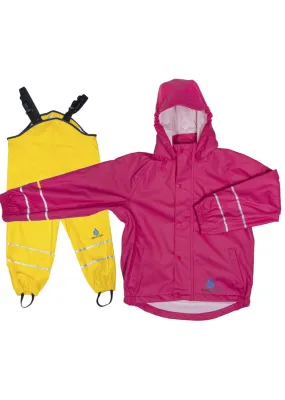 PU Splash Raspberry/Yellow Jacket & Dungaree Set