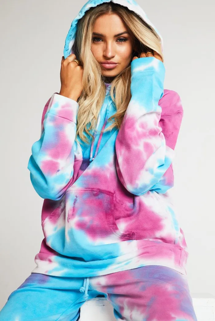 Purple & Blue Oversized Tie Dye Hoodie