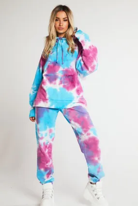 Purple & Blue Oversized Tie Dye Hoodie