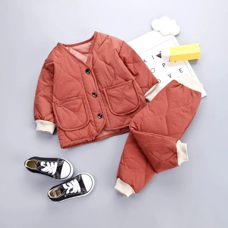 Quilted Button Up Jacket and Joggers Set