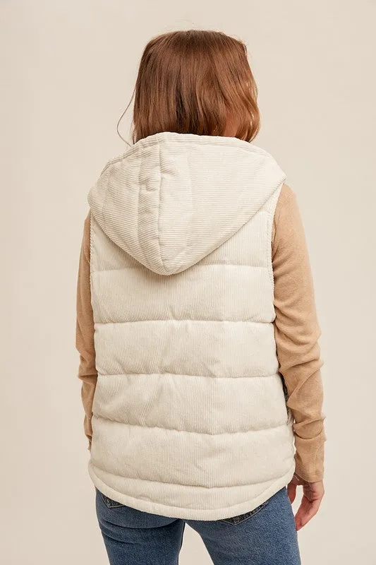 Quilted Corduroy Hooded Vest