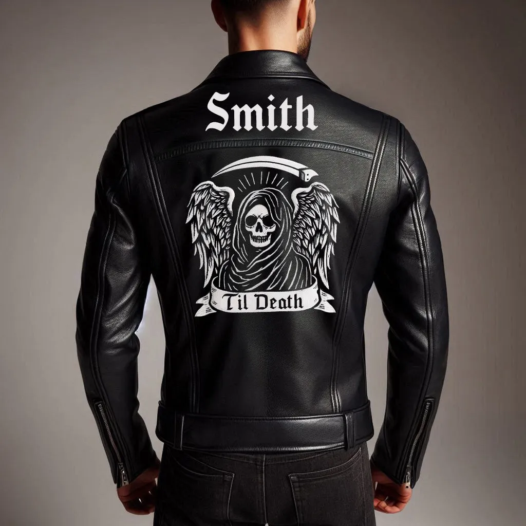 (Real Leather) Personalized Til Death Leather Jacket for Him