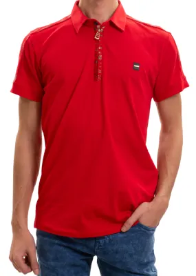 Red Gold Foil Zipper Polo