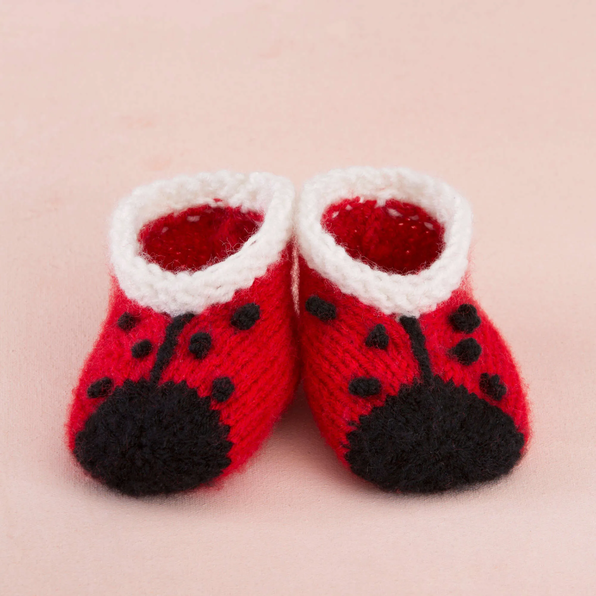 Red Heart Knit Sweet Lady Bug Booties