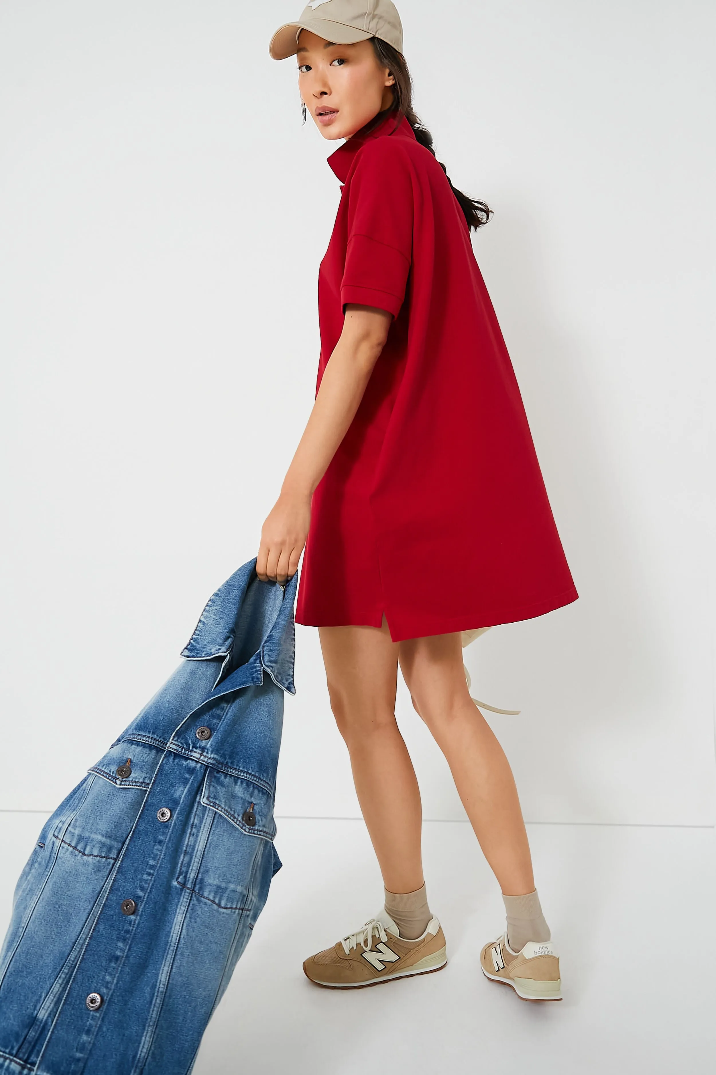 Red Pique Teller Polo Dress