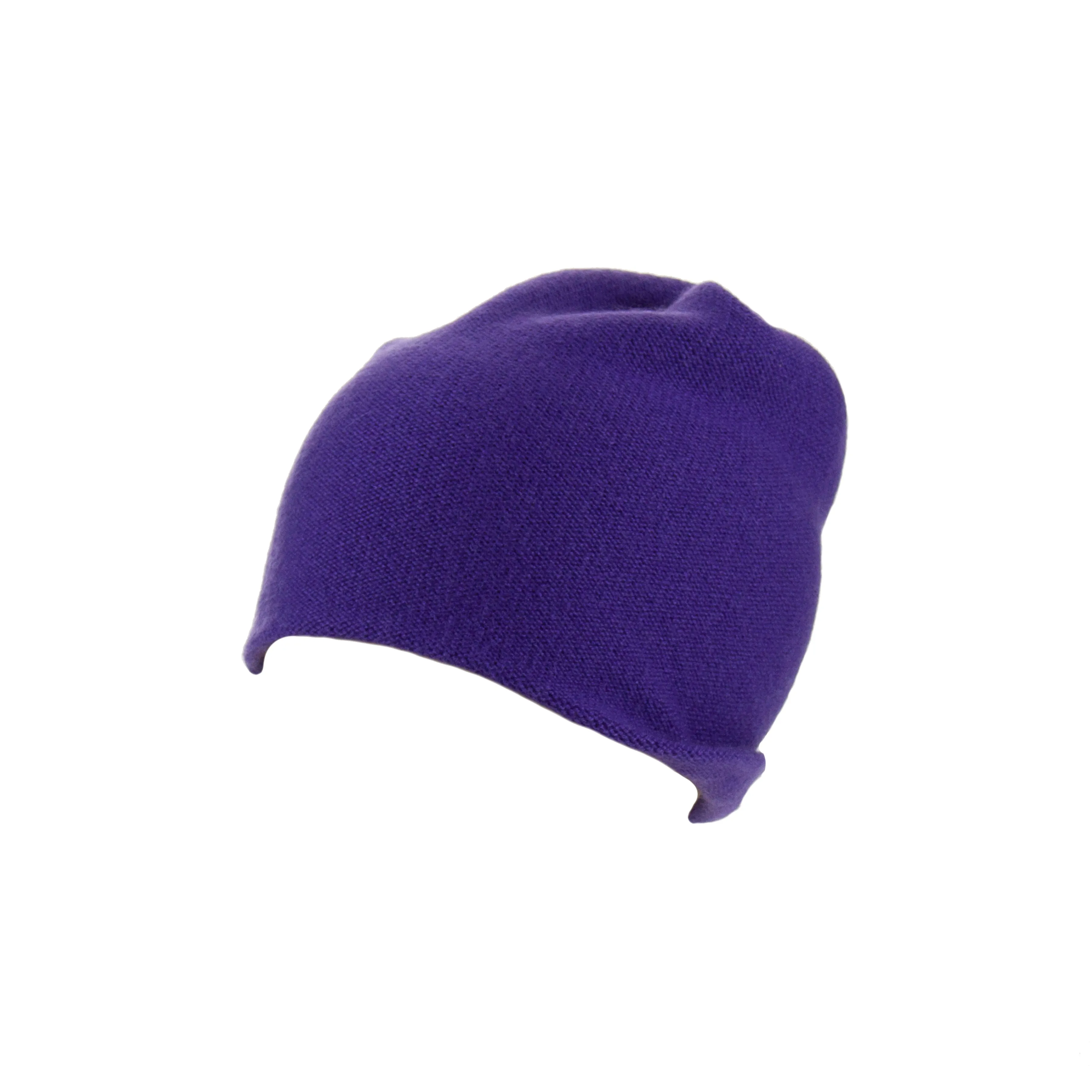 Reversible Slouchy Purple Cashmere Hat with Orange Heart