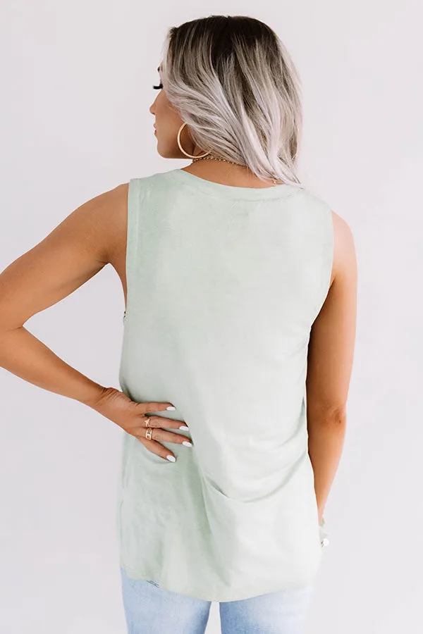 River Valley Henley Top in Sage