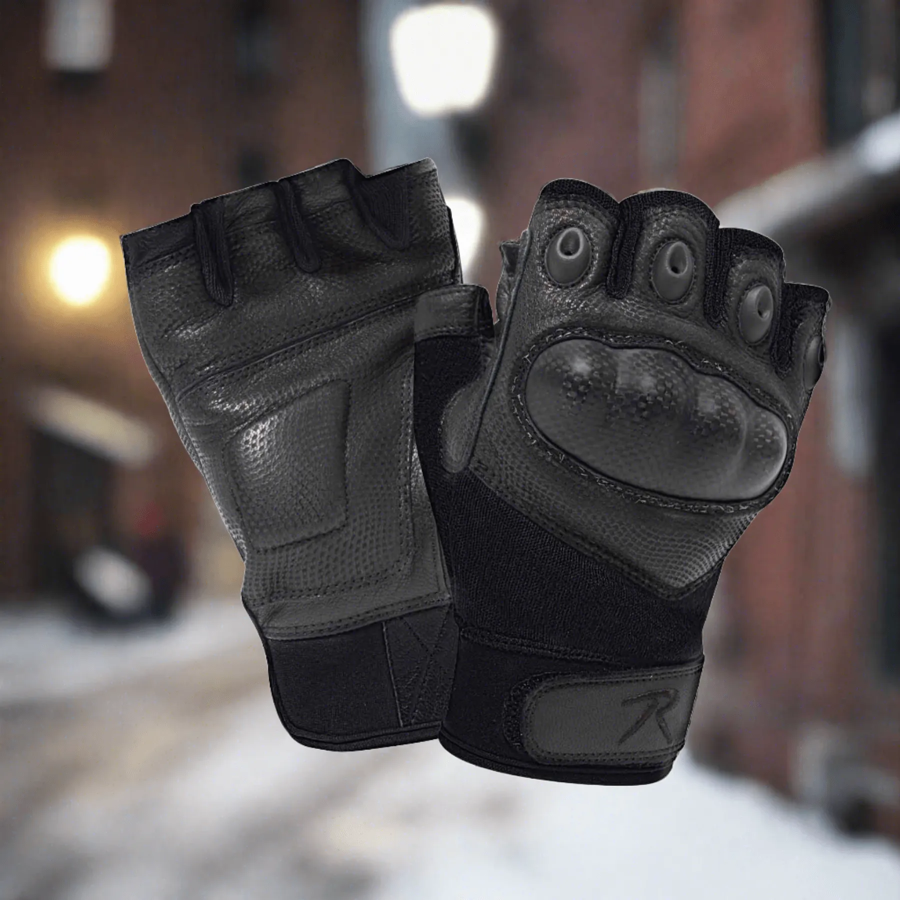 Rothco Fingerless Cut Resistant Carbon Hard Knuckle Gloves