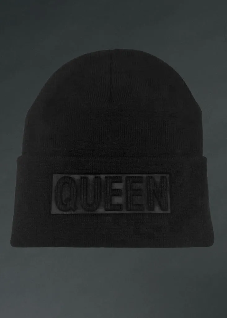 Rule in Style with the "QUEEN" Black Knit Hat