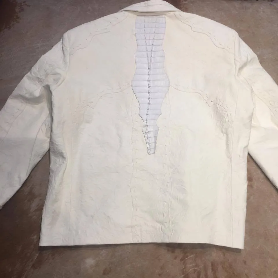 Safari Men's Laced Alligator/Washed Lambskin Bomber Jacket