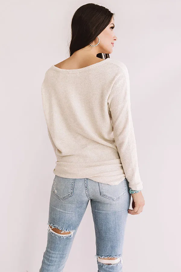 Set Me Free Waffle Knit Top In Stone