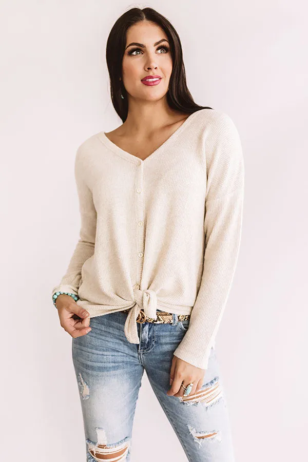 Set Me Free Waffle Knit Top In Stone