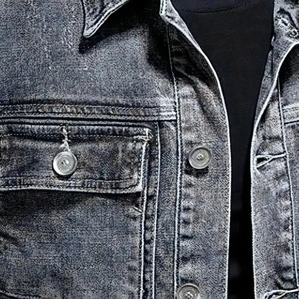 Slim back-print men's denim jacket