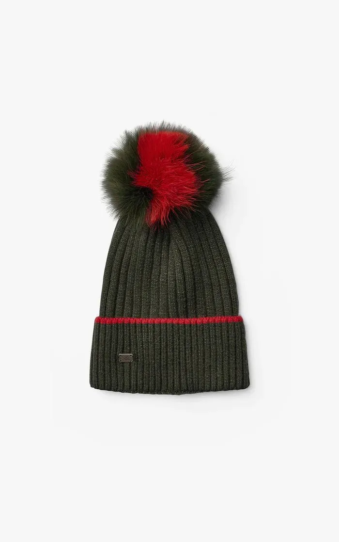 SOIA&KYO CIEL - Rib Knit Hat With Removable Feather Pom Pom