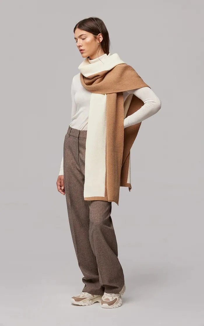 SOIA&KYO REMI - Contrast Color Rib-Knit Blanket Scarf