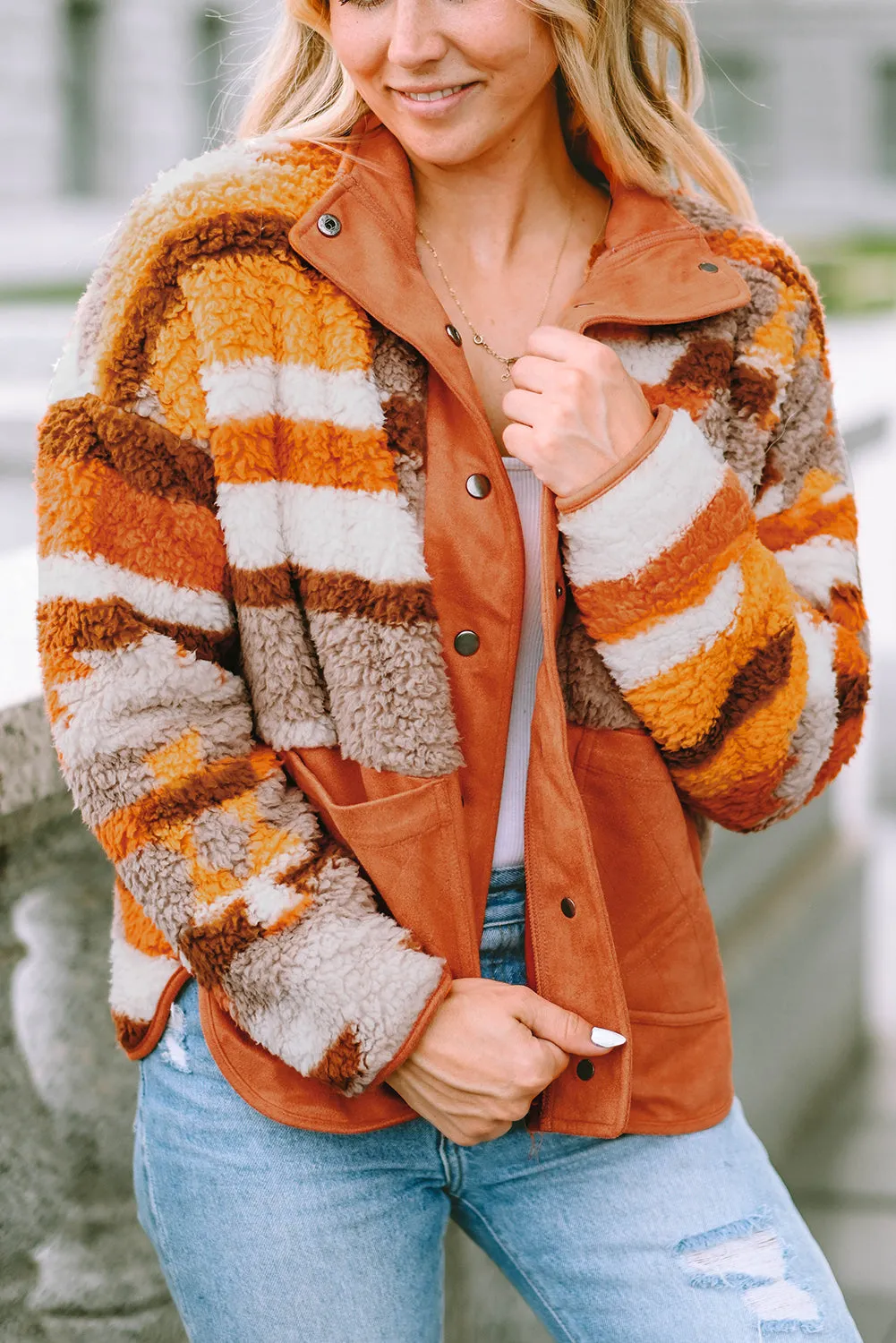 Spice Autumn Quilted Aztec Furry Jacket