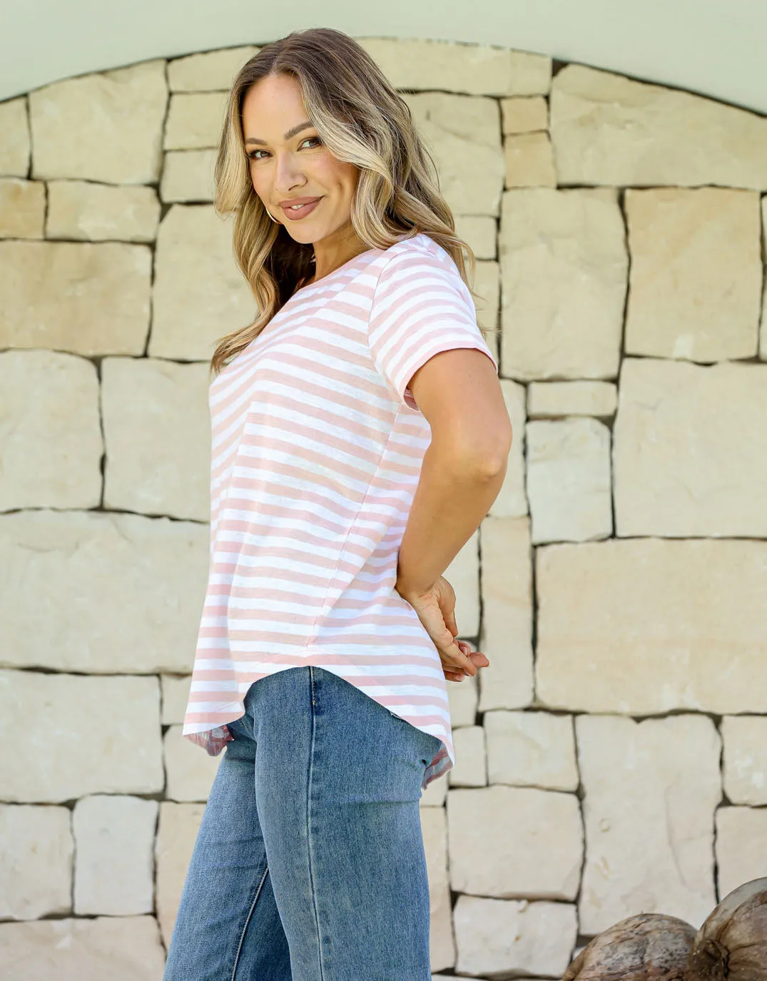 Stripe T-Shirt - Soft Pink/White Stripe